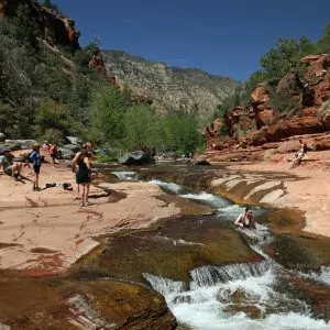 Natural water slides are a fun way to cool down in Sedona